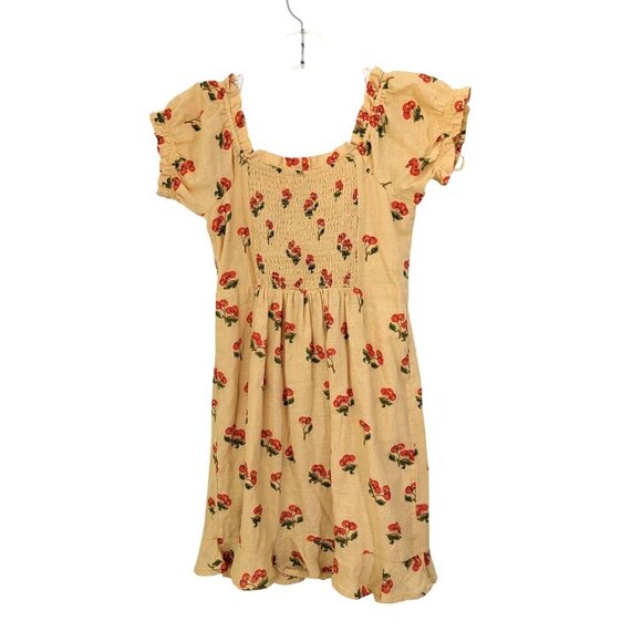 Urban Outfitters Magpie Mini Dress Small Cherry Cotton Off Shoulder Cotton Girly - Picture 3 of 7